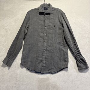 Polo Ralph Lauren Button Up Double Faced Shirt Men's Size Medium Gray Blue